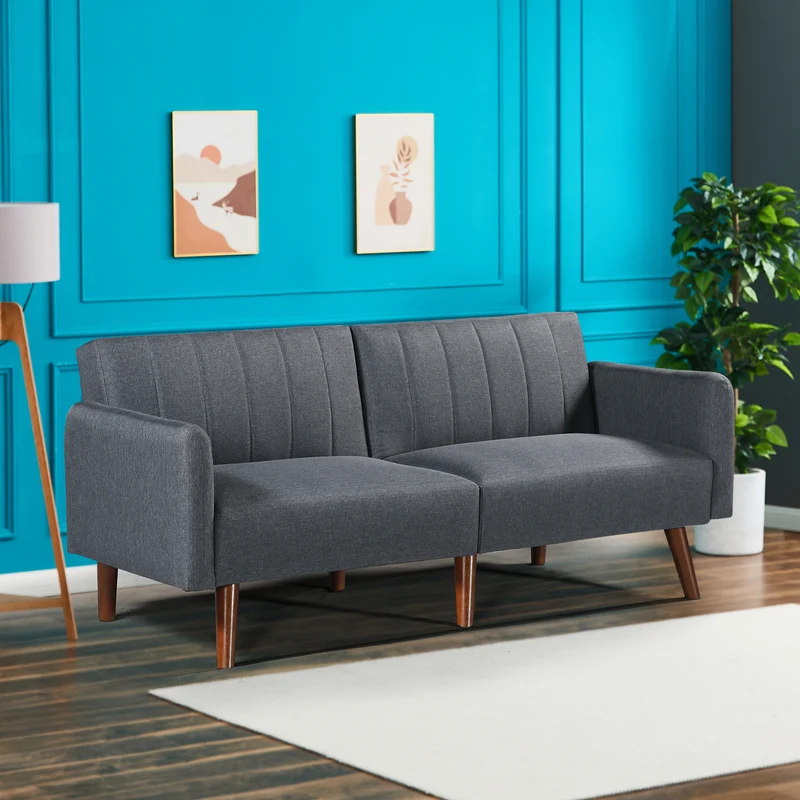 Sovsoffa Malå med liggfunktion 175x70x72 cm Grå [en.casa]