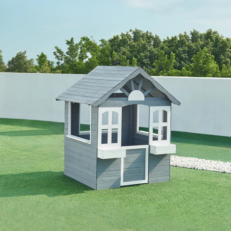 Barnlekshus Vesa 138x120x102 cm Tallträ Grå [casa.pro]