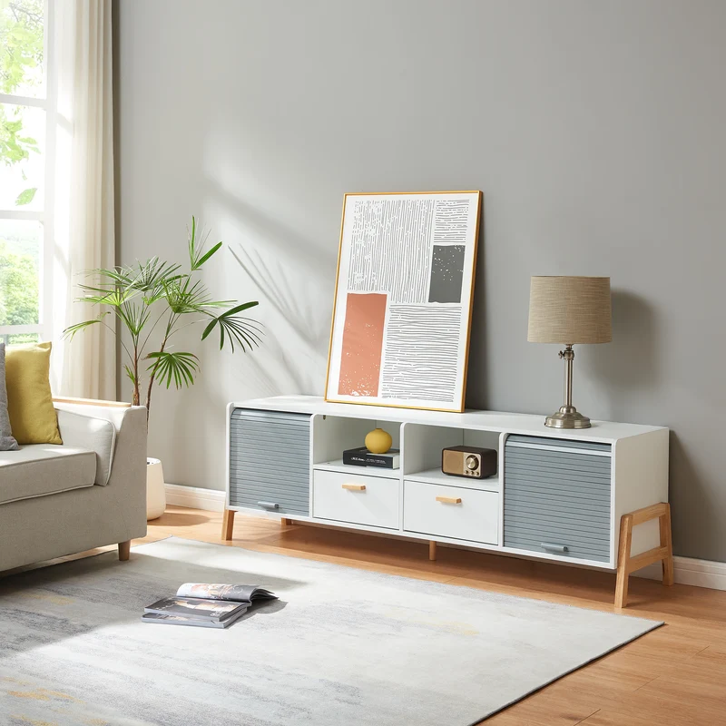 TV-bänk Kvaefjord 160x40x52 cm Vit/Grå [en.casa]