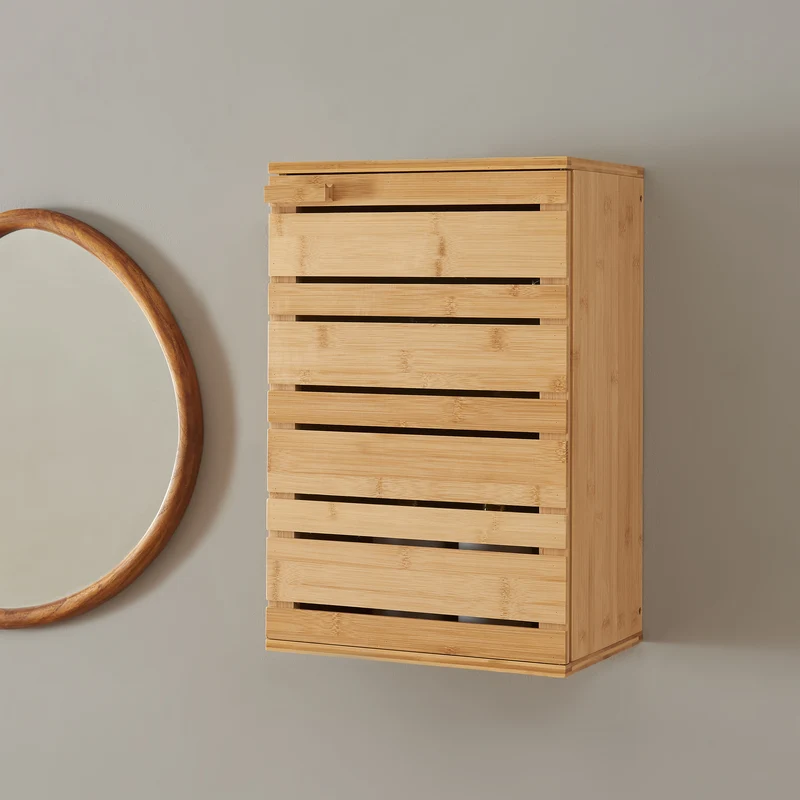 Väggskåp Epind 50x33x20 cm Bambus Natur [en.casa]