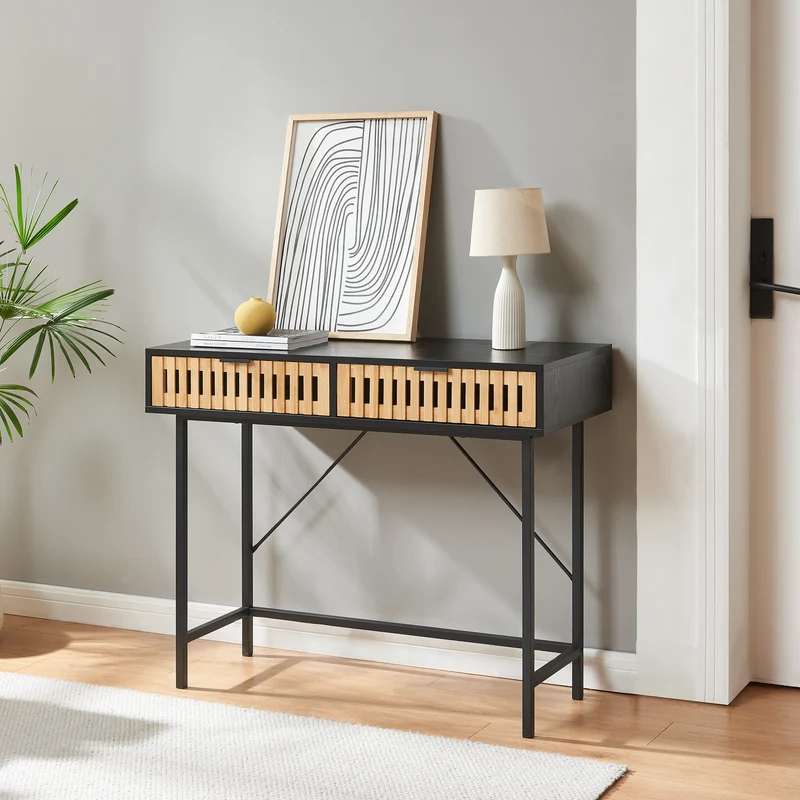 Konsolbord Luniehti 100x40x75 cm Svart/Natur [en.casa]