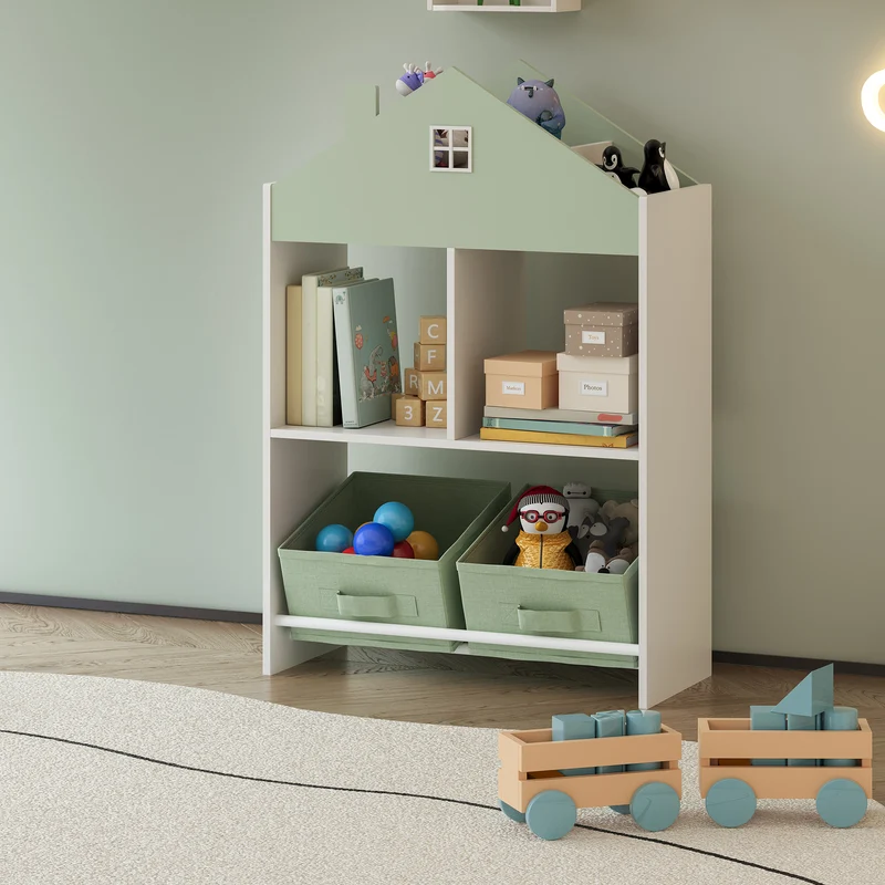 Barnhylla Vipsali 90x60x27 cm Mintgrön/Vit [en.casa]