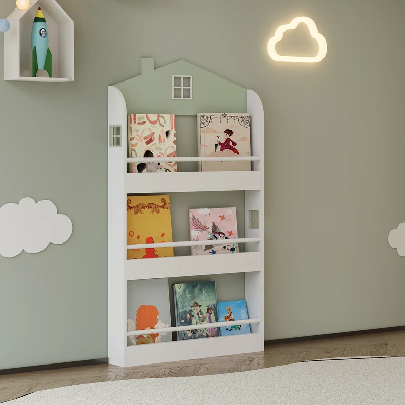 Barnhylla Vipsali 106x60x12 cm Mintgrön/Vit [en.casa]