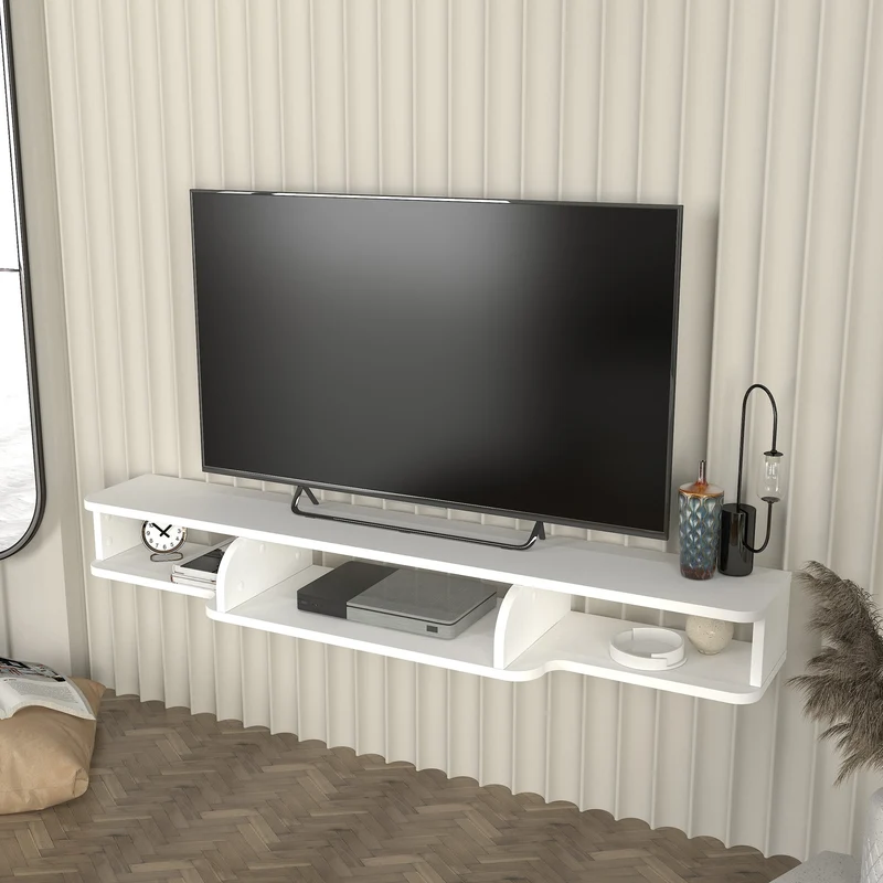 TV-lågt bord hängande Aar 135x30x16 cm Vit [en.casa]