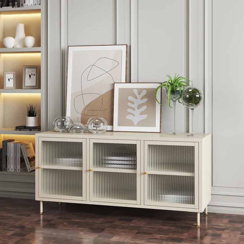Tv-bord Lindau 120x40x59 cm creme [en.casa]