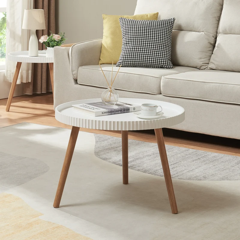 Soffbord Bongard Ø60x45 cm Vit [en.casa]