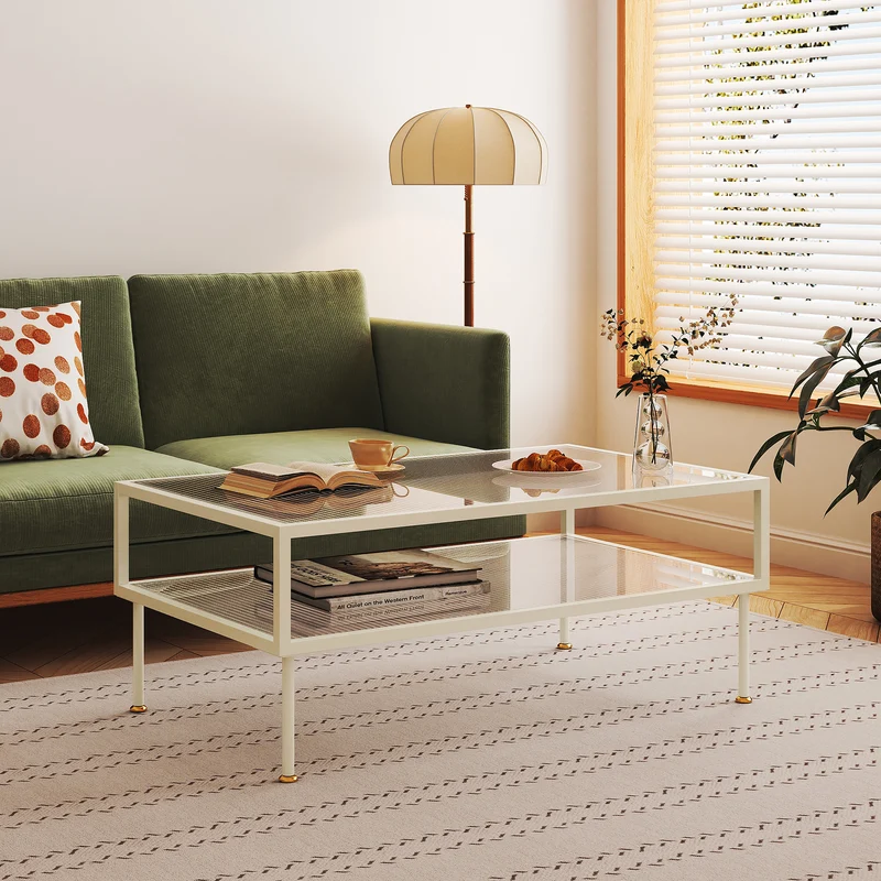 Soffbord Lindau 100x50x46 cm creme [en.casa]