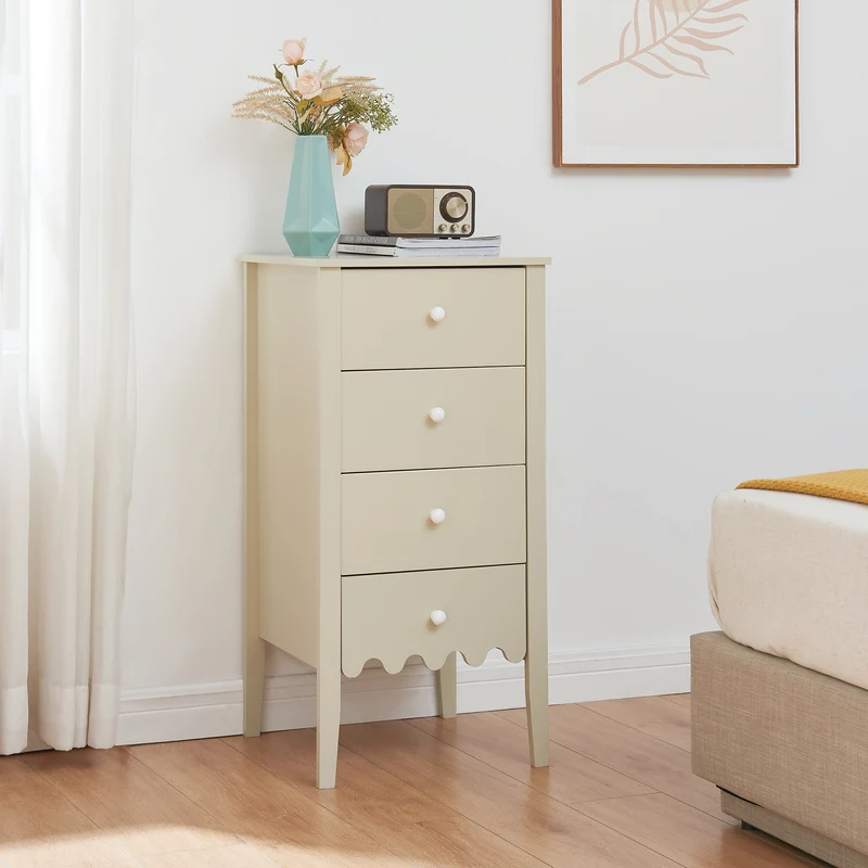 Byrå Luspoo med 4 lådor 82x40x40 cm Krämvit [en.casa]