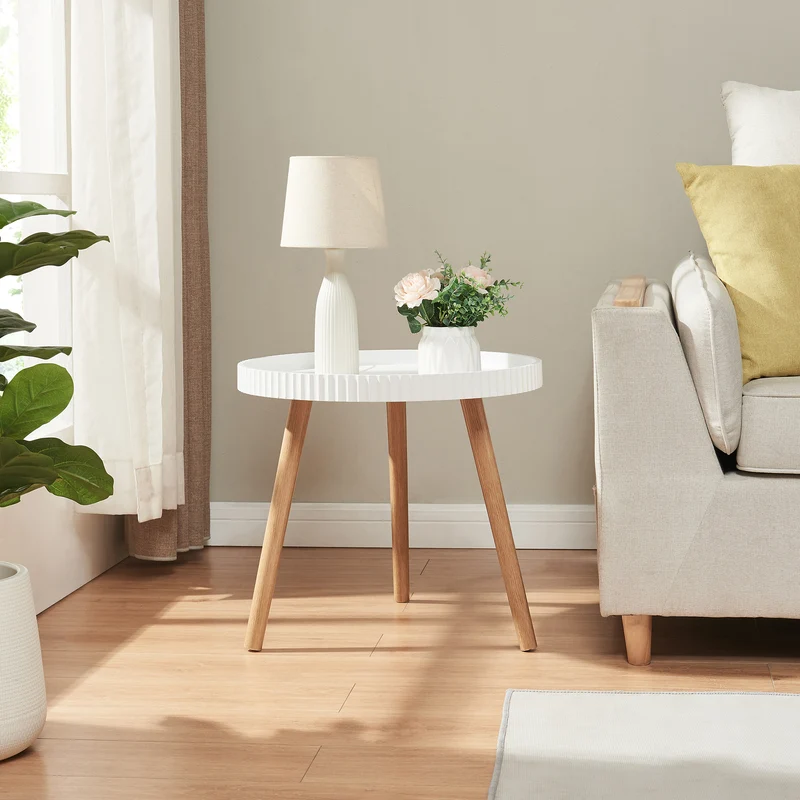 Sidobord Bongard Ø50x45 cm Vit [en.casa]