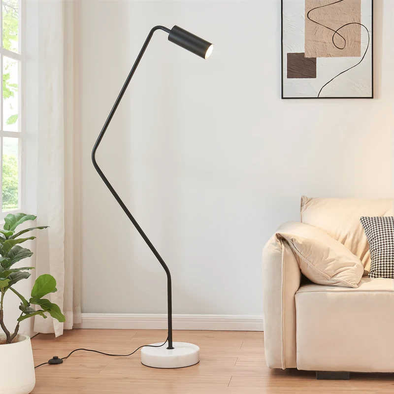 Golvlampa Vatka GU10 Metall Svart / Marmor, vit [lux.pro]