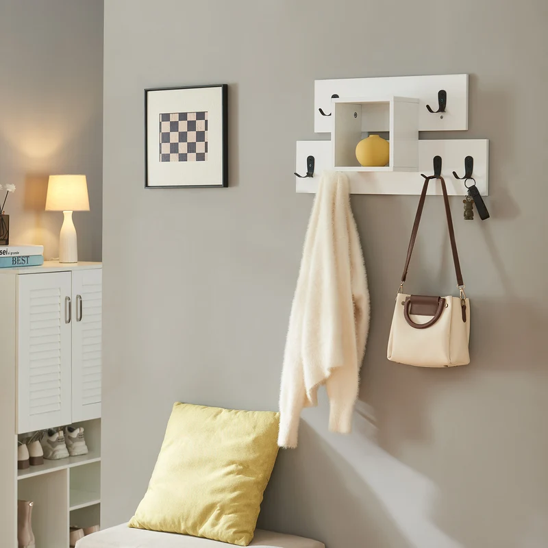 Vägggarderob Vänd med förvaringsfack 32x60x14 cm Vit [en.casa]