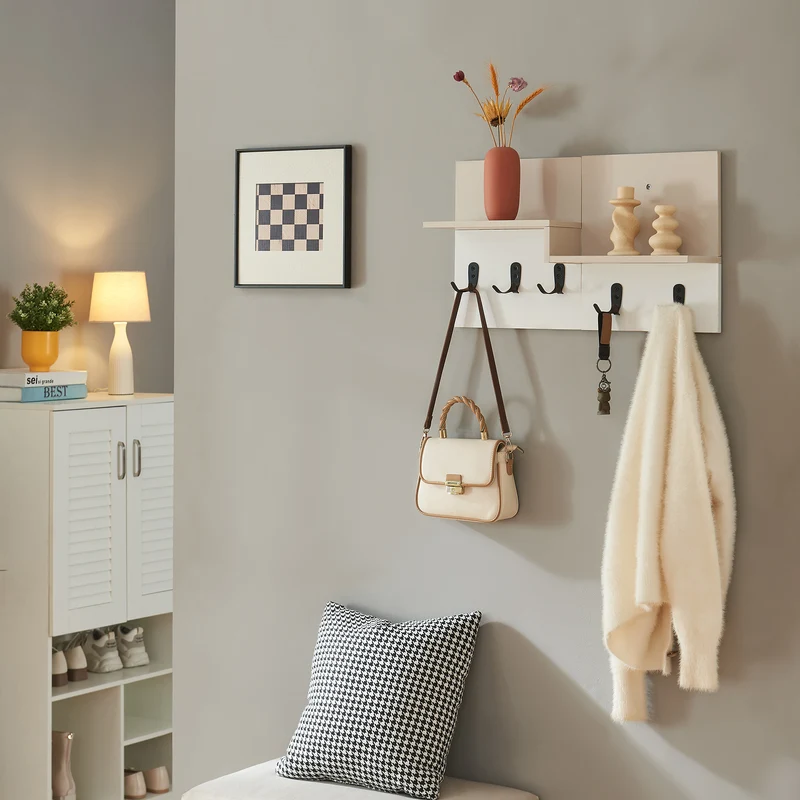 Vägggarderob Botaruvn med 2 hyllor 34x59x13 cm Beige/Vit [en.casa]