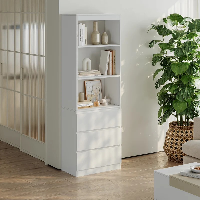 Bokhylla Les 180x60x35 cm vit [en.casa]