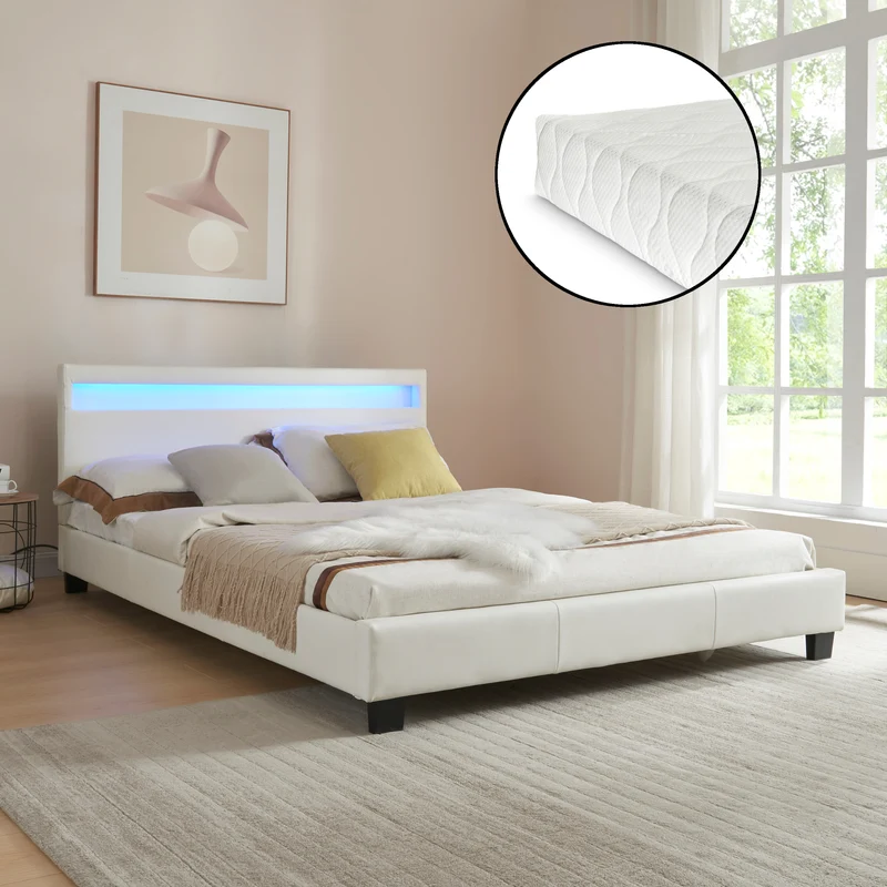 LED Dubbelsäng Paris inkl. madrass Corium välj modell