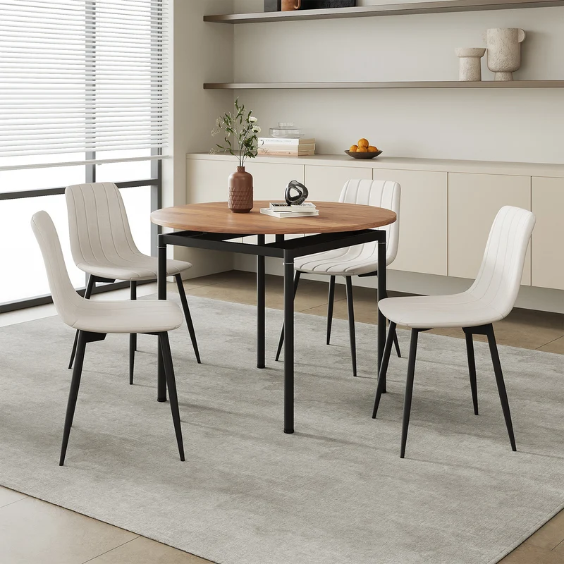 Matgrupp Hemnes 5-del Ekeoptik/Beige [en.casa]