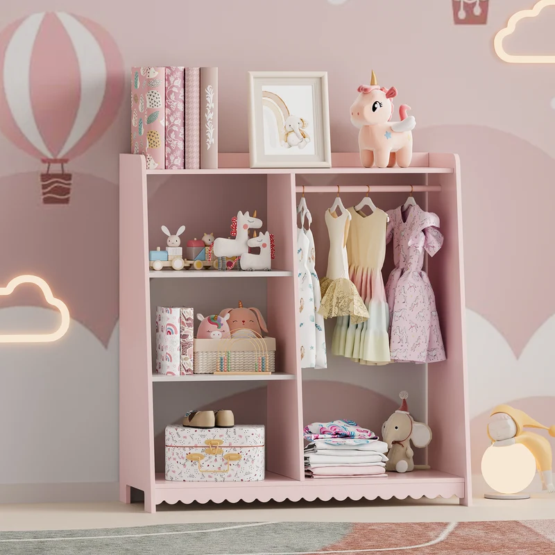 Barnklädhängare Vestnes 90x80x38 cm Cotton Candy/Vit [en.casa]