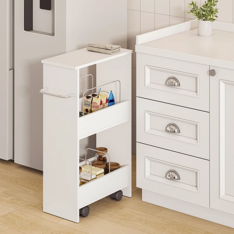 Rullvagn Katra 67x40x20 cm Vit [en.casa]
