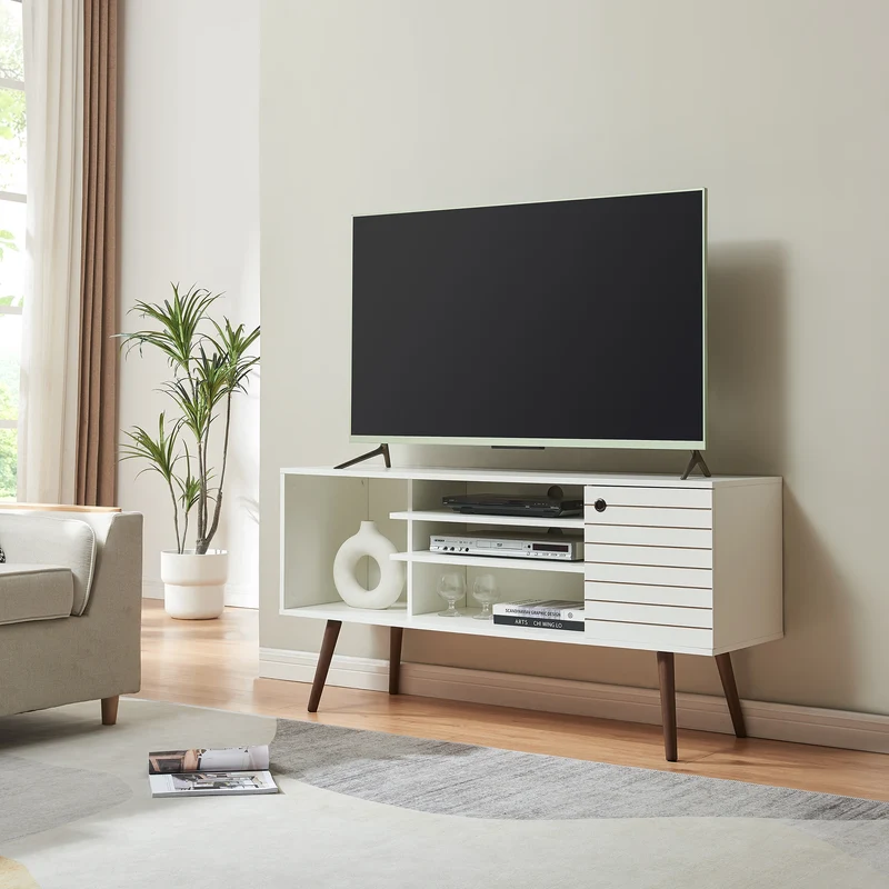 Tv-bänk Vare 130x40x65,5 cm vit [en.casa]