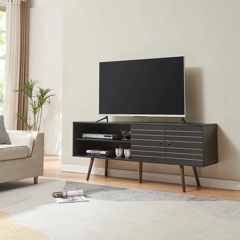 Tv-bänk Vare 160x40x65,5 cm svart [en.casa]