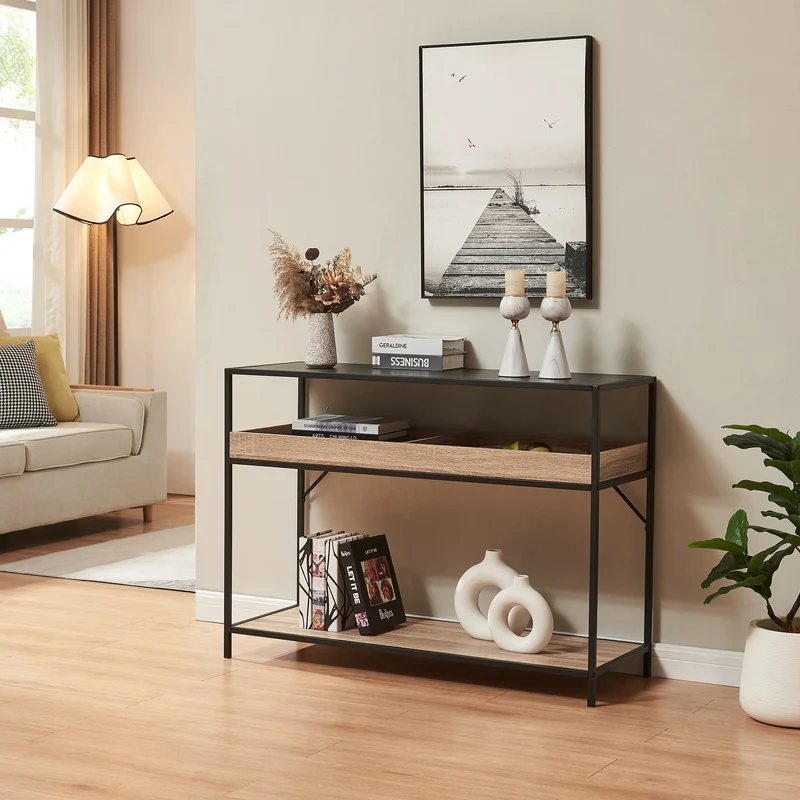 Konsolbord Belana 110x40x80 cm Svart/Eklook [en.casa]