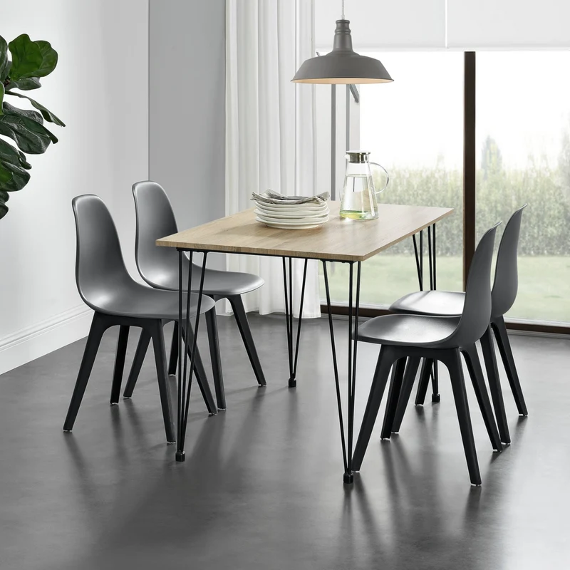 Matbord med hårnålsben stål MDF plats för 4 [en.casa] välj modell