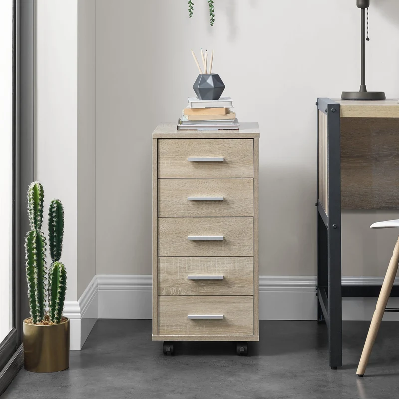 Kontorsskåp på hjul 63x33x38cm 5 lådor [en.casa] välj modell