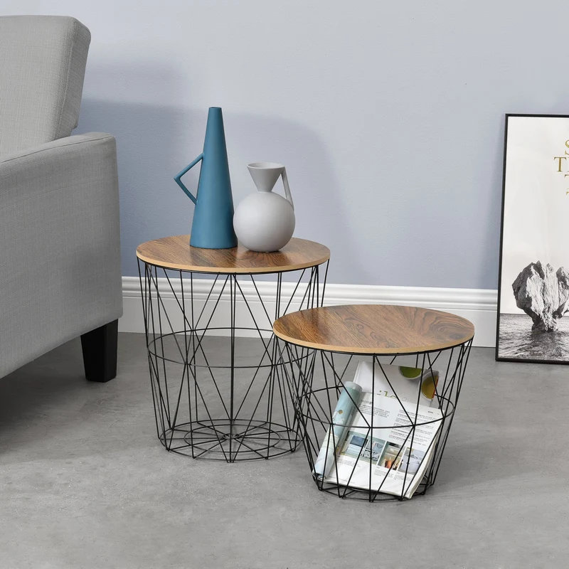 Metallkorg sidobord Codogno 2-pack i olika färger en.casa