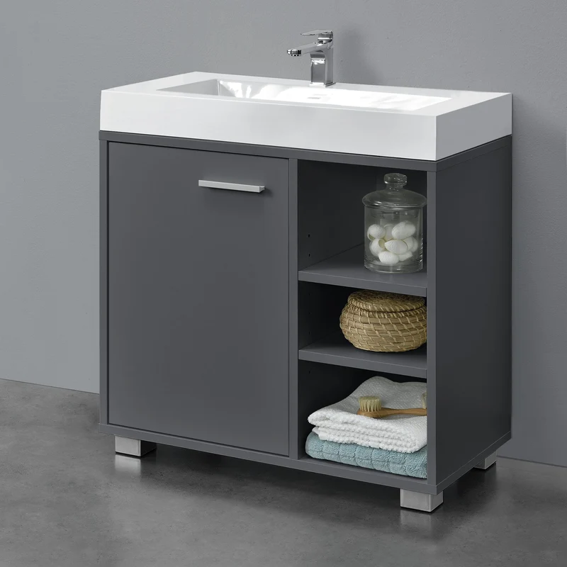 Tvättställsunderskåp Narvik med dörr och 3 hyllplan 55,6x60x31cm [en.casa] välj modell