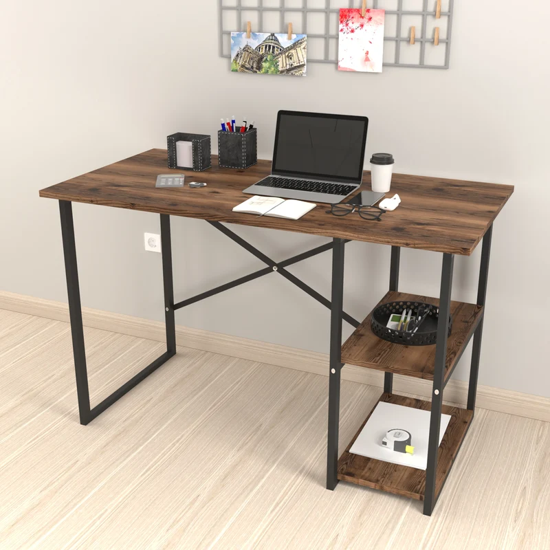 Skrivbord Nittedal med hylla 120x60x75cm i olika färger [en.casa]