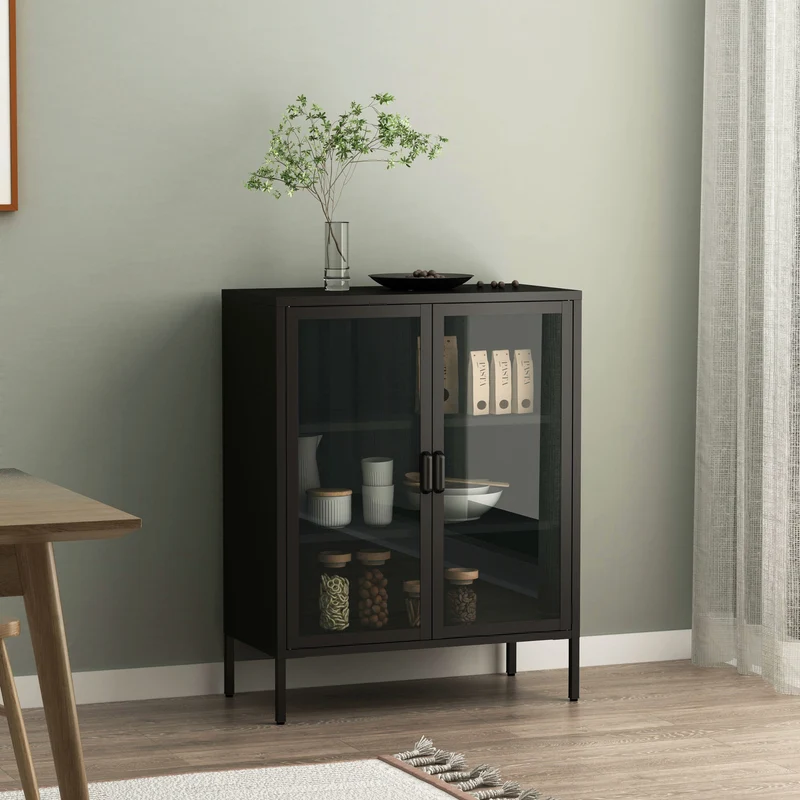 Sideboard Fauske med glasdörrar i olika färger [en.casa]