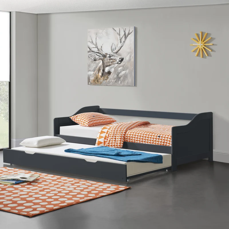 Bäddsoffa med utdragbar undersäng 205x97x66cm furu [en.casa] välj modell