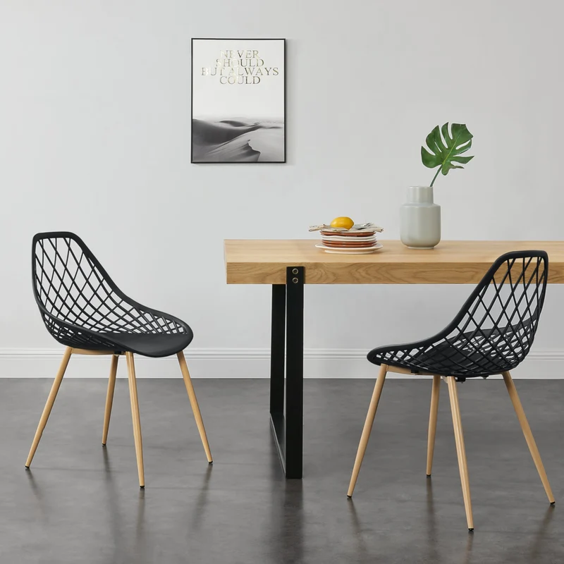 Stol Cham set om 2 trämönster [en.casa] välj modell