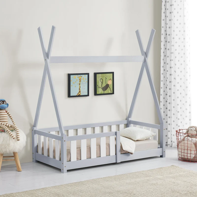 Juniorsäng tipisäng med sängskydd 70x140cm furu [en.casa] välj modell