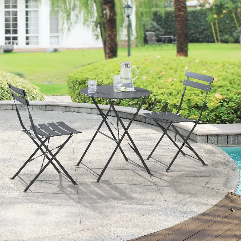 Bistroset Caprile caféset bord och 2 stolar Ø bord 60 cm stål hopfällbar [en.casa] välj modell