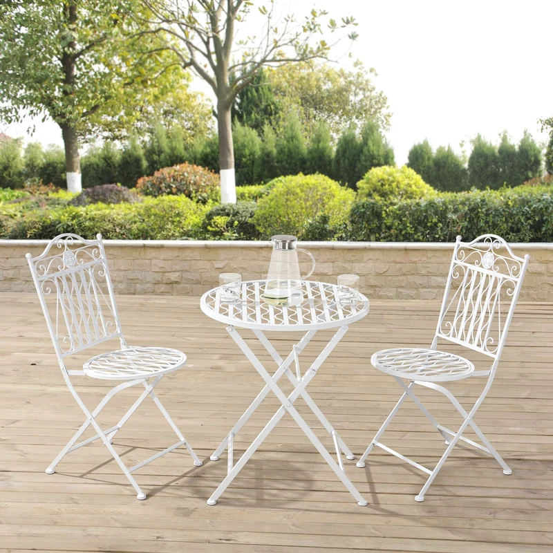 Bistroset Biella caféset bord och 2 stolar Øbord 60cm metall hopfällbar [en.casa] välj modell