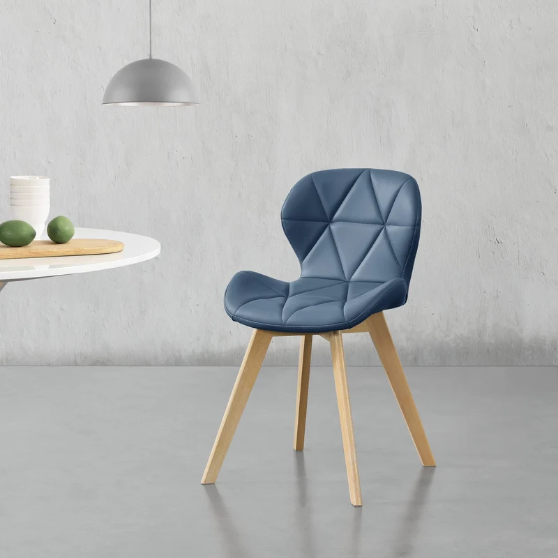 Stol Älmhult set om 2 konstläder bok vadderad [en.casa] välj modell