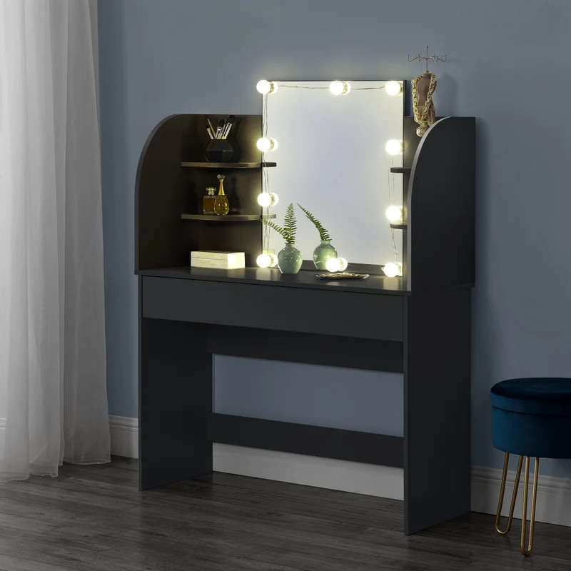 Toalettbord Köla med spegel och LED sminkbord [en.casa] välj modell