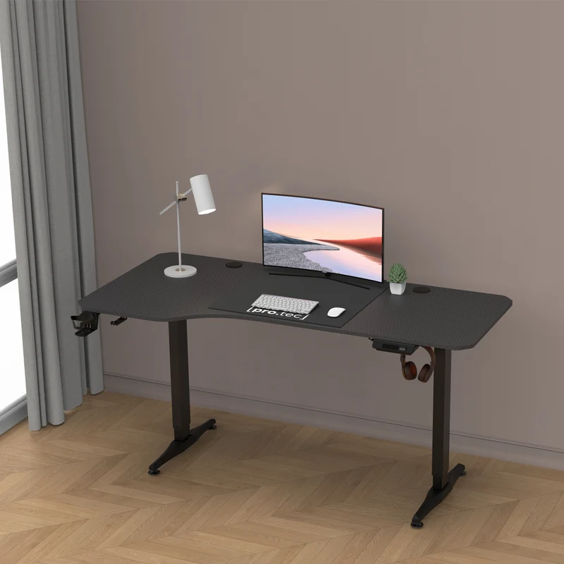Höj och sänkbart skrivbord Oxnard sitt/stå L-format 160x60/75 cm [pro.tec] välj modell