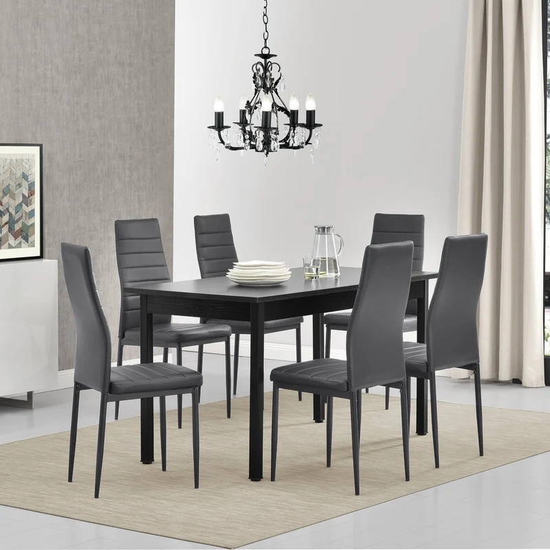 [en.casa]® Avesta Matbord och 6 stolar-140x60x75cm-i olika färger