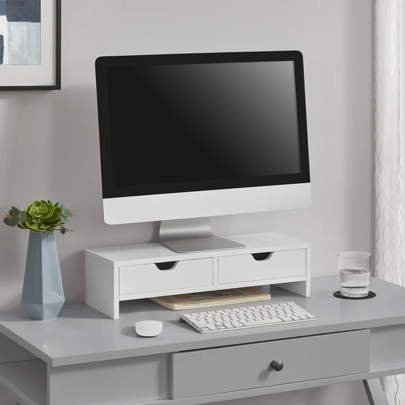 Monitorställ Mänttä med 2 lådor 50x18x13cm i olika färger [en.casa]
