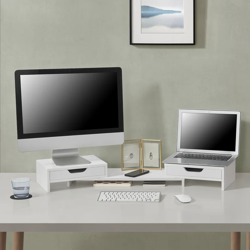 Monitorställ Marttila med 2 lådor 60x22x11cm i olika färger [en.casa]
