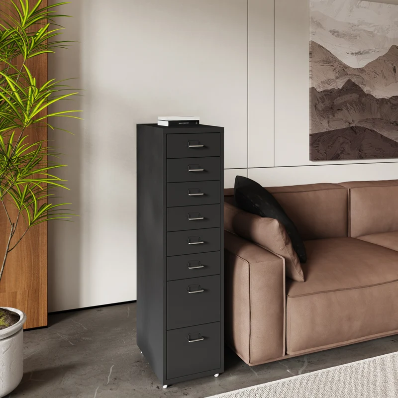 Dokumentskåp Kökar 109x28x41 cm stål 8 lådor [en.casa] välj modell