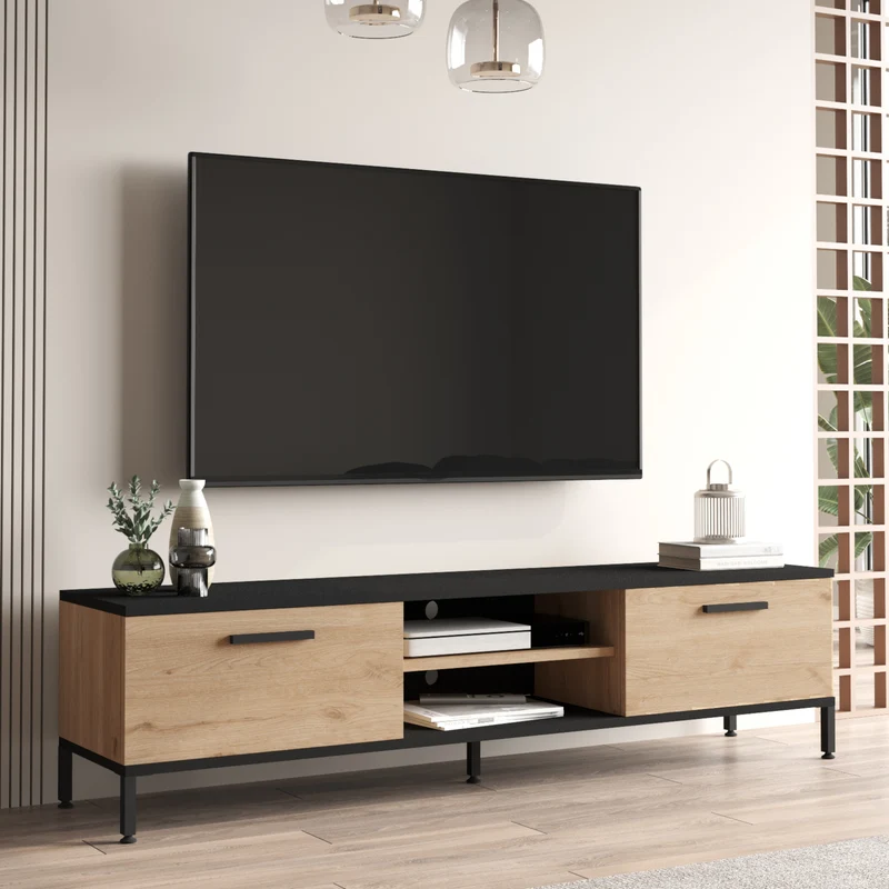 TV-bord Lempäälä med 2 förvaringsfack 160 x 35 x 39 cm i olika färger [en.casa]