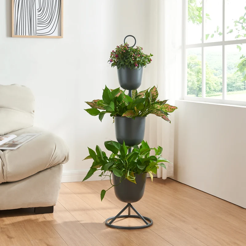 Blomställ Alphen med blomkrukor metall [en.casa]