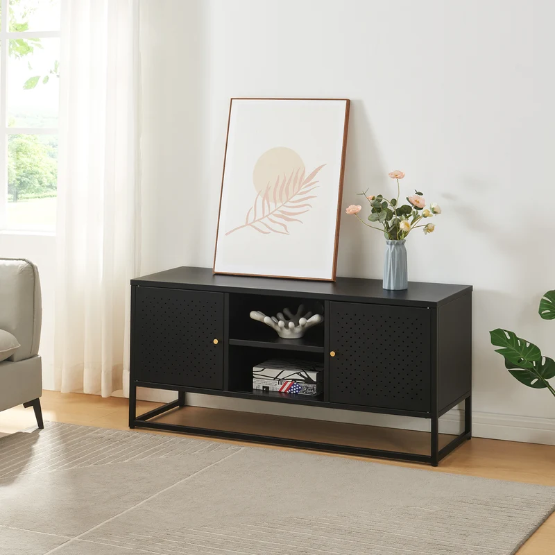 TV-bänk Janakkala stål svart [en.casa]