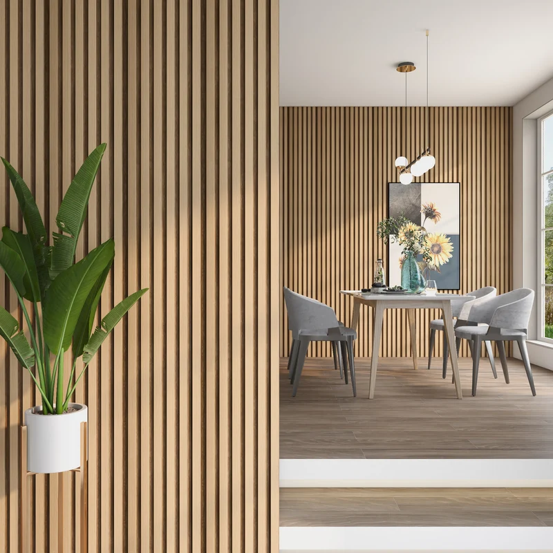 3D-väggpanel Borger Set 195x30 cm ljus eklook [NEU.HOLZ]
