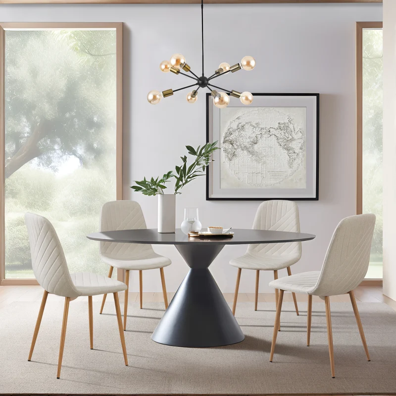 Stol Köfering set om 4 textil 88x44x55 cm [en.casa]