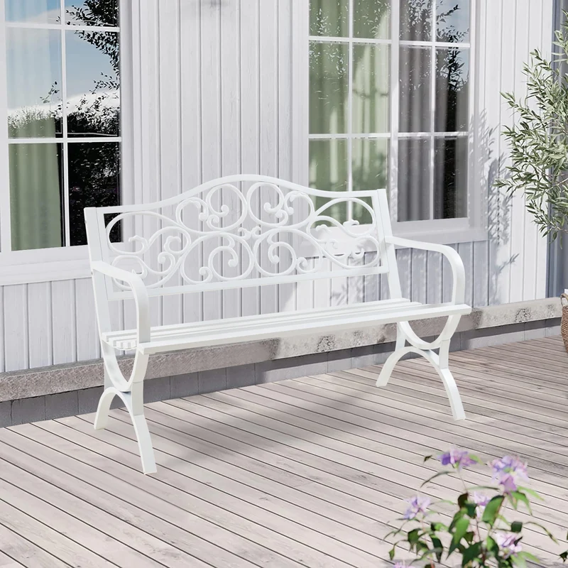 Trädgårdsbänk Utav 127x53x79 cm pulverlackerat stål [casa.pro]