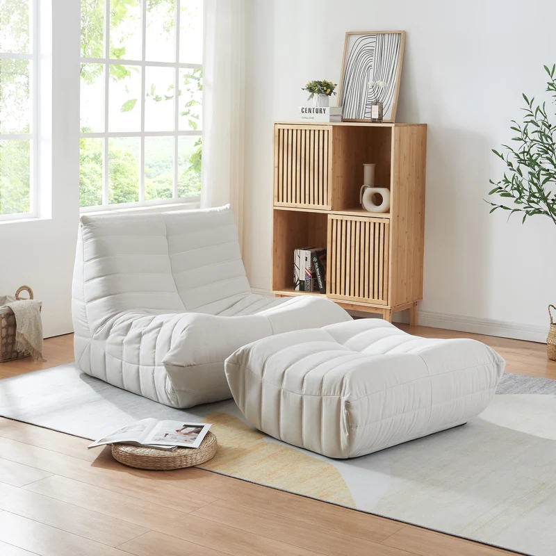 Golvsessel med fotpall Kodsø 75x90x100 cm [en.casa]