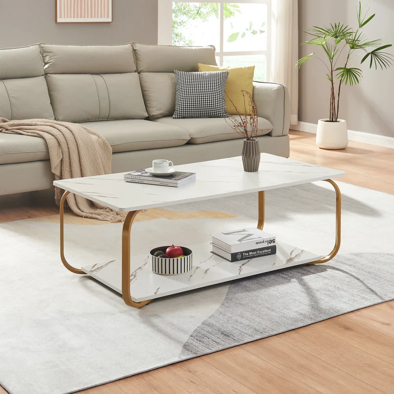 Soffbord Kolta 120x60x43 cm Marmorutseende [en.casa]